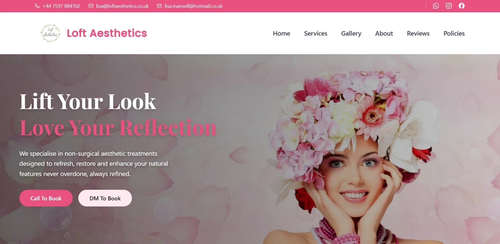 Loft Aesthetics salon SaaS booking website with appointments, services, products, admin dashboard, and customer workflows built by NUSTFORGE