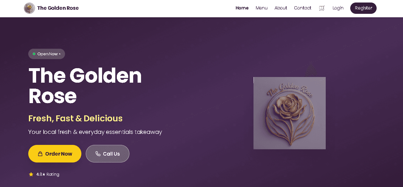 Golden Rose e-commerce website homepage preview built by NUSTFORGE
